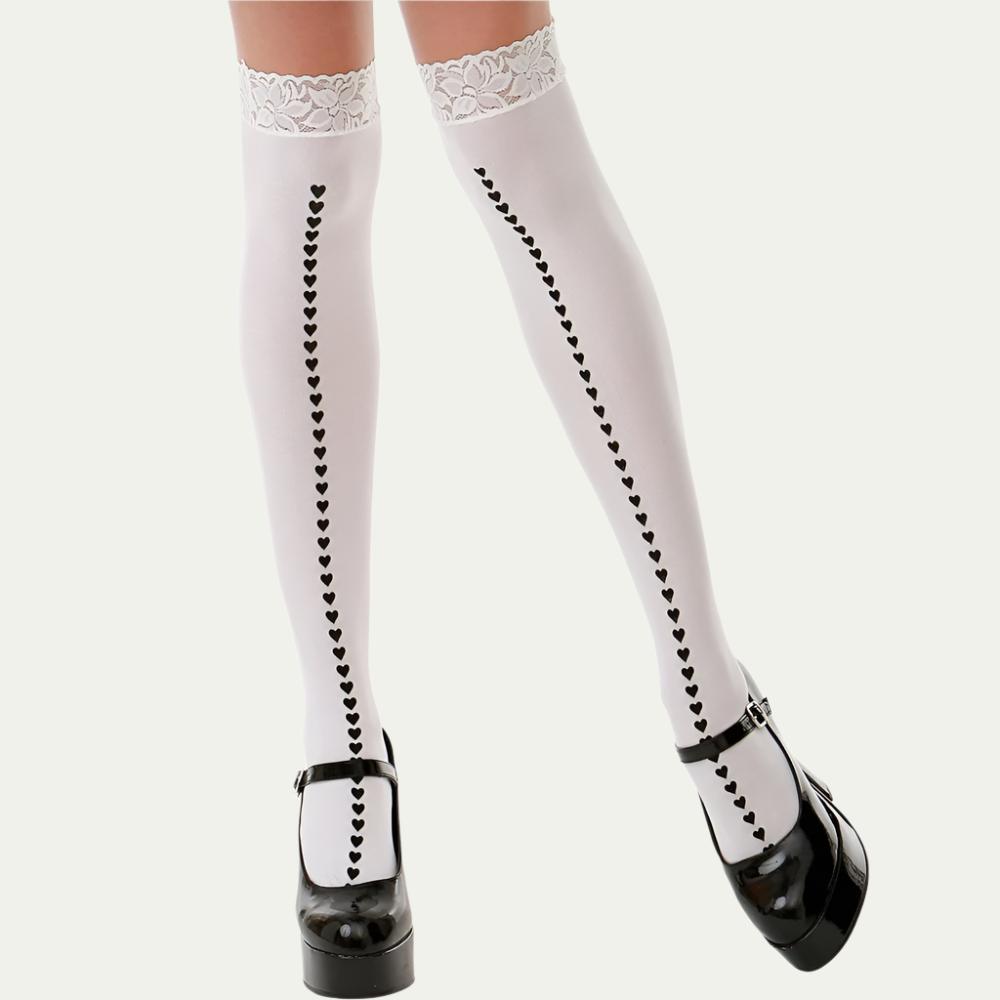 Thigh High Costume Tights - Black Heart