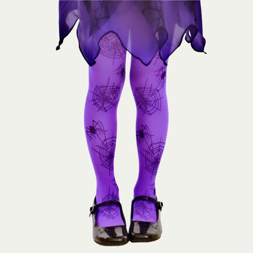 Kids Costume Tights - Purple Spiderwebs