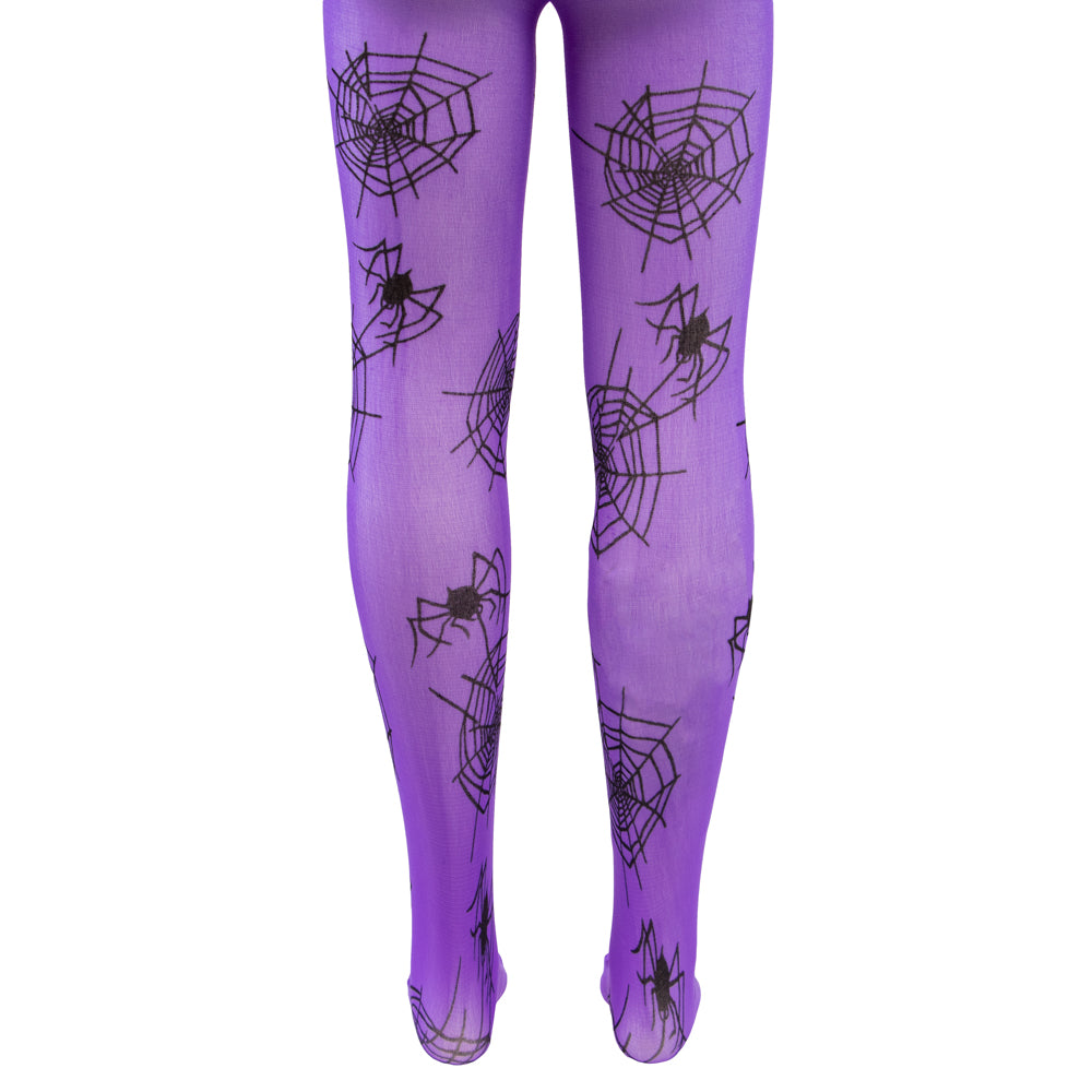 Kids Costume Tights - Purple Spiderwebs