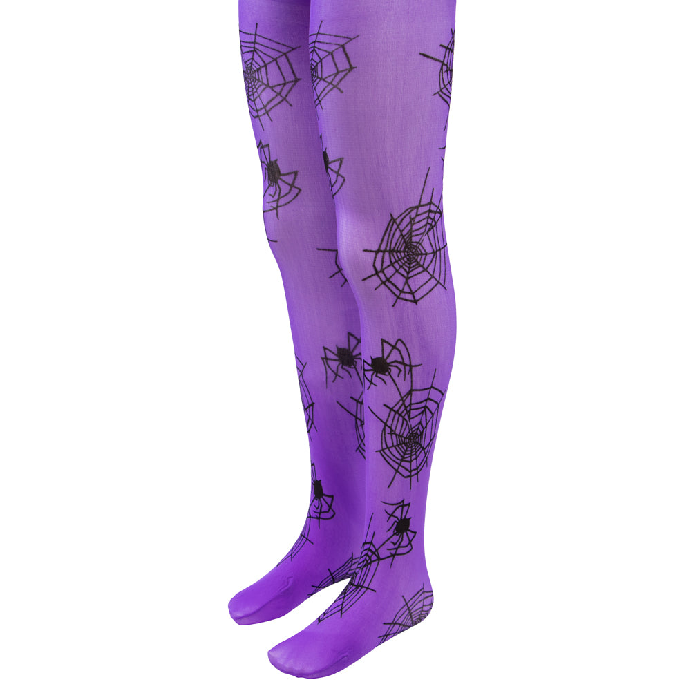 Kids Costume Tights - Purple Spiderwebs