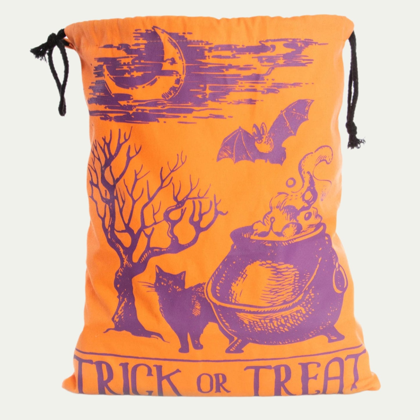 Trick or Treat Canvas Bag - Orange Cauldron