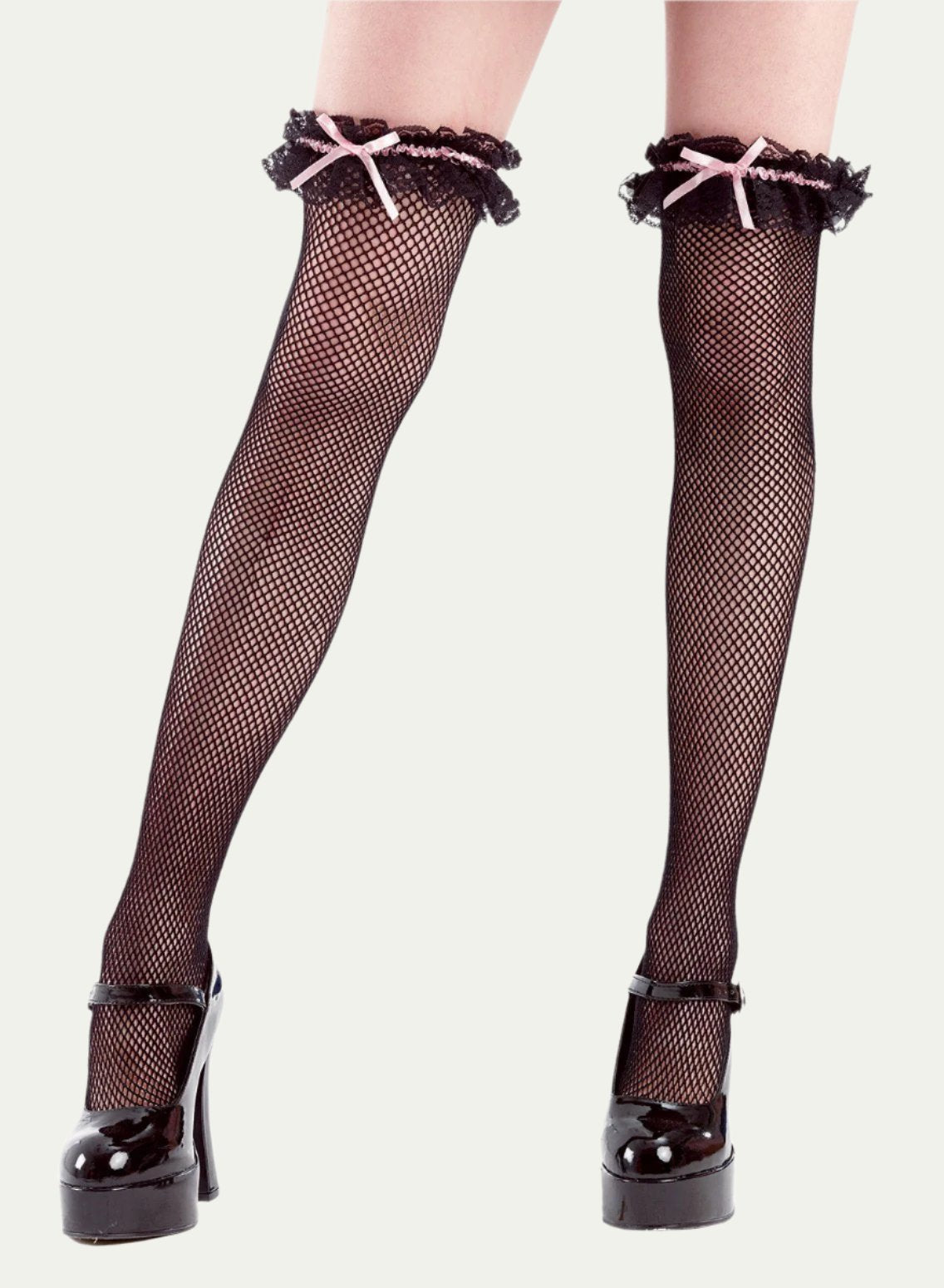 Thigh High Costume Tights - Black Fishnet