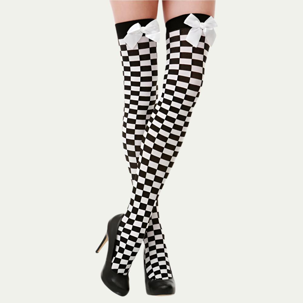 Thigh High Costume Tights - Checkers